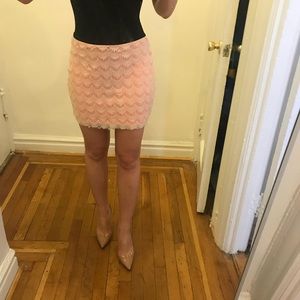 Free People Pink w/Beige Lace Overlay Mini Skirt